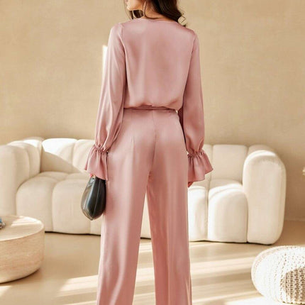 Elsa Satin Wide Leg Trousers by Roco Fashion - Très Elite