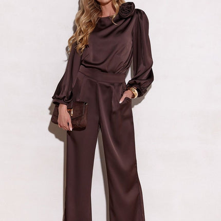 Elsa Satin Wide Leg Trousers by Roco Fashion
