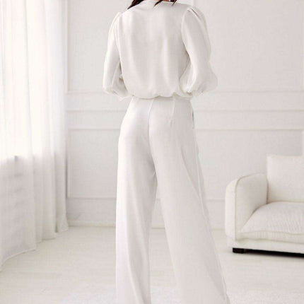 Elsa Satin Wide Leg Trousers by Roco Fashion - Très Elite