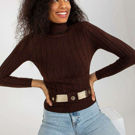 Embellished Zircon Long Sleeve Turtleneck Knit Jumper - Très Elite