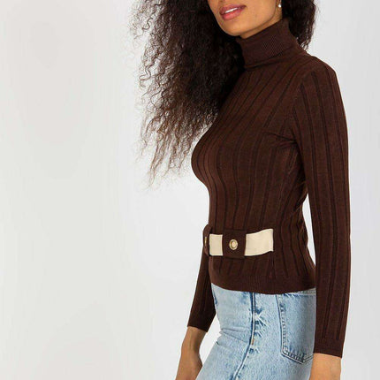 Embellished Zircon Long Sleeve Turtleneck Knit Jumper - Très Elite