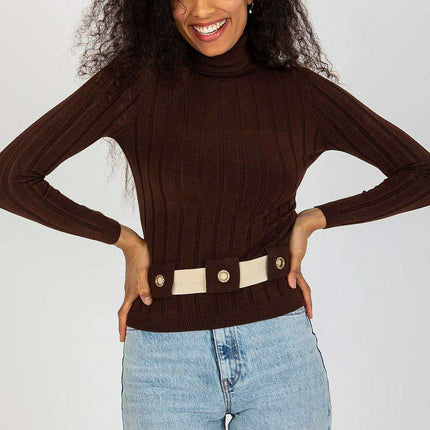 Embellished Zircon Long Sleeve Turtleneck Knit Jumper - Très Elite