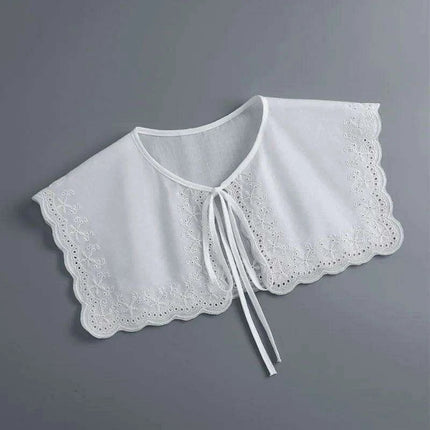 Embroidered Lace Detachable Collar for Women - Elegant White Shawl Accessory