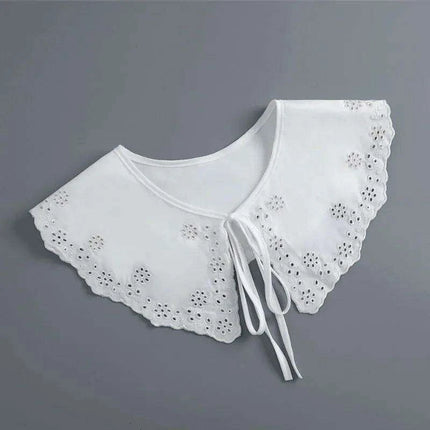 Embroidered Lace Detachable Collar for Women - Elegant White Shawl Accessory