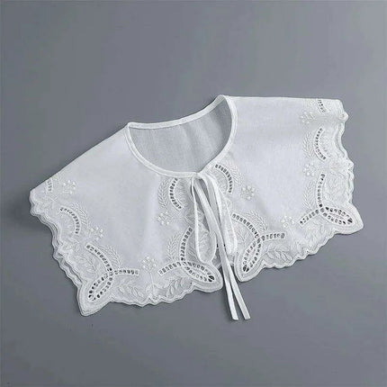 Embroidered Lace Detachable Collar for Women - Elegant White Shawl Accessory - Très Elite