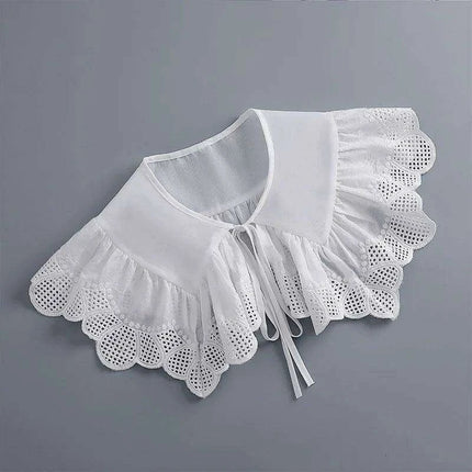 Embroidered Lace Detachable Collar for Women - Elegant White Shawl Accessory - Très Elite