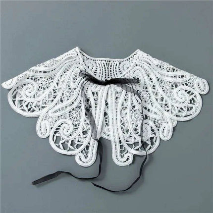 Embroidered Lace Detachable Collar for Women - Elegant White Shawl Accessory - Très Elite