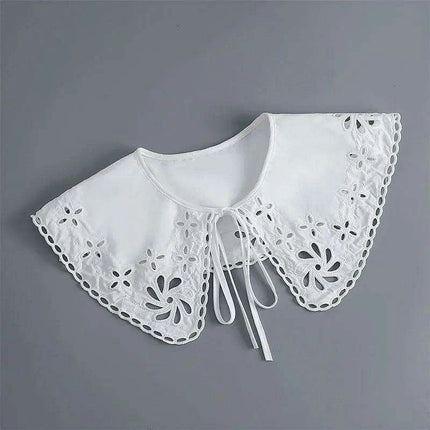 Embroidered Lace Detachable Collar for Women - Elegant White Shawl Accessory