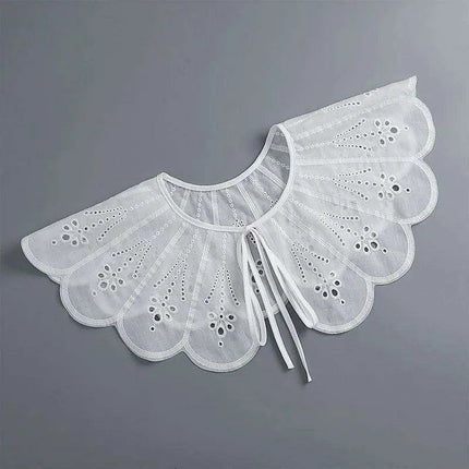 Embroidered Lace Detachable Collar for Women - Elegant White Shawl Accessory