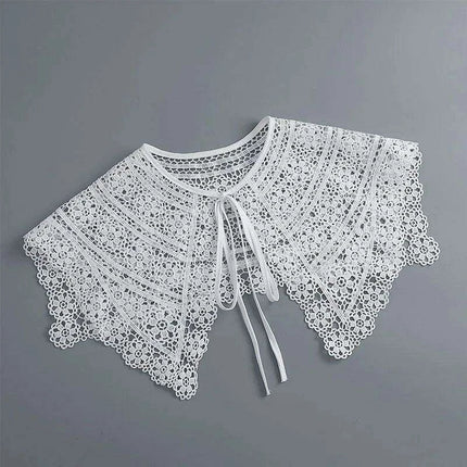 Embroidered Lace Detachable Collar for Women - Elegant White Shawl Accessory