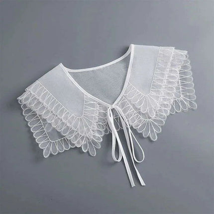 Embroidered Lace Detachable Collar for Women - Elegant White Shawl Accessory