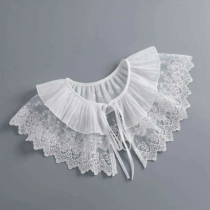 Embroidered Lace Detachable Collar for Women - Elegant White Shawl Accessory - Très Elite