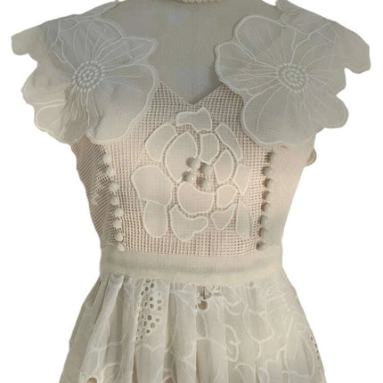 Embroidery Hollow V-Neck Lace Dress - Très Elite