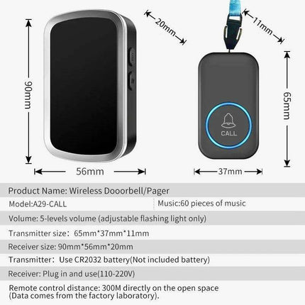 Emergency SOS Wireless Alert System with Custom Melodies - Long-Range Safety Button Set - Très Elite