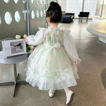 Enchanted Floral Tulle Princess Dress for Girls with Long Sleeves - Très Elite