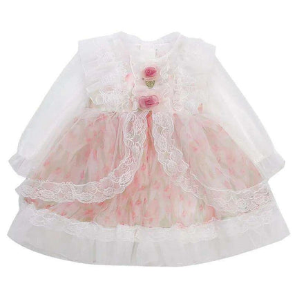 Enchanted Floral Tulle Princess Dress for Girls with Long Sleeves - Très Elite