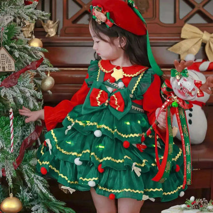 Enchanted Winter Velvet Princess Dress for Girls with Elegant Layered Design - Très Elite