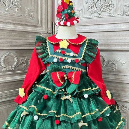 Enchanted Winter Velvet Princess Dress for Girls with Elegant Layered Design - Très Elite