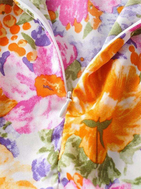 Enchanting Backless Floral Ruffle Dress