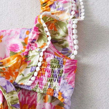Enchanting Backless Floral Ruffle Dress - Très Elite