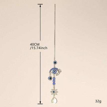 Enchanting Crystal-Embellished Iron Evil Eye Dream Catcher Necklace