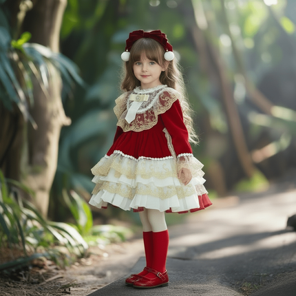 Enchanting Girls' Long Sleeve Spanish Court Tutu Dress - Kids' Lolita Costume- Très Elite- Très Elite