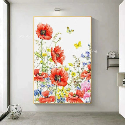 Enchanting Handcrafted Red Floral Oil Painting for Chic Home Interiors - Très Elite