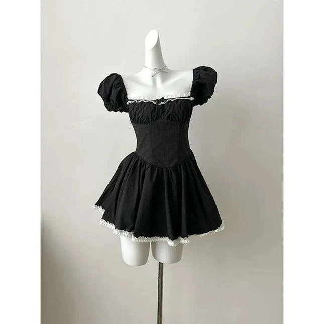 Enchanting Kawaii Retro Lace Mini Dress - Y2K Japanese and Korean Inspired Summer Fashion for Women