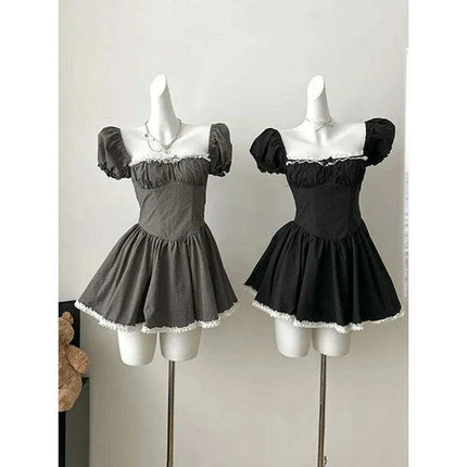 Enchanting Kawaii Retro Lace Mini Dress - Y2K Japanese and Korean Inspired Summer Fashion for Women - Très Elite