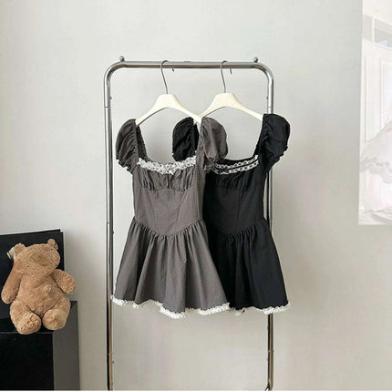 Enchanting Kawaii Retro Lace Mini Dress - Y2K Japanese and Korean Inspired Summer Fashion for Women - Très Elite