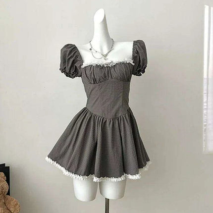 Enchanting Kawaii Retro Lace Mini Dress - Y2K Japanese and Korean Inspired Summer Fashion for Women