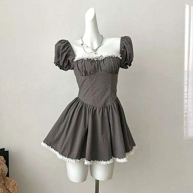 Enchanting Kawaii Retro Lace Mini Dress - Y2K Japanese and Korean Inspired Summer Fashion for Women