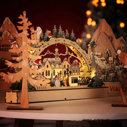 Enchanting LED Wooden Christmas Forest Centerpiece Decoration - Très Elite