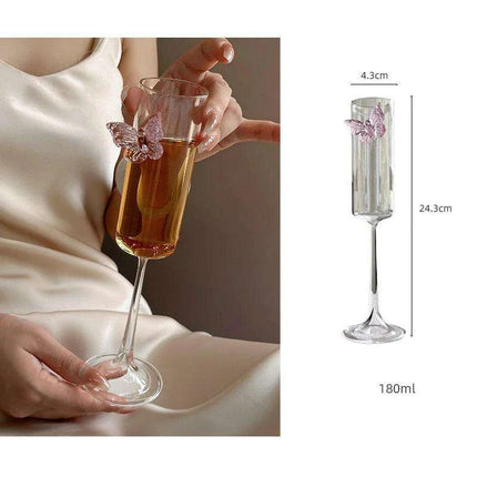 Enchanting Pink Butterfly Bowknot Glass Goblet – Elegant Drinkware for Every Festivity - Très Elite