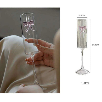 Enchanting Pink Butterfly Bowknot Glass Goblet – Elegant Drinkware for Every Festivity - Très Elite