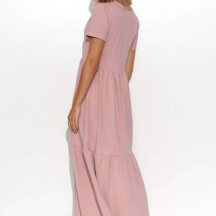 Enchanting Ruffled Maxi Dress - Feminine Charm in Makadamia - Très Elite