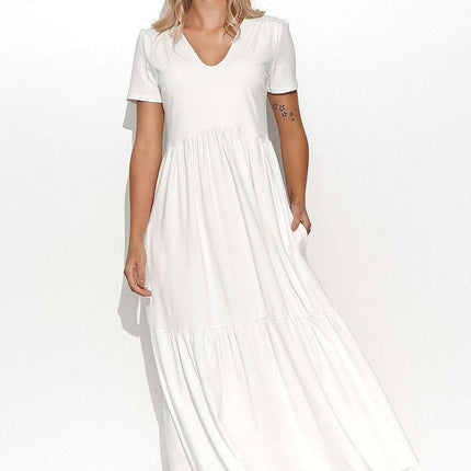 Enchanting Ruffled Maxi Dress - Feminine Charm in Makadamia