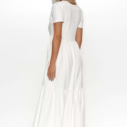Enchanting Ruffled Maxi Dress - Feminine Charm in Makadamia - Très Elite