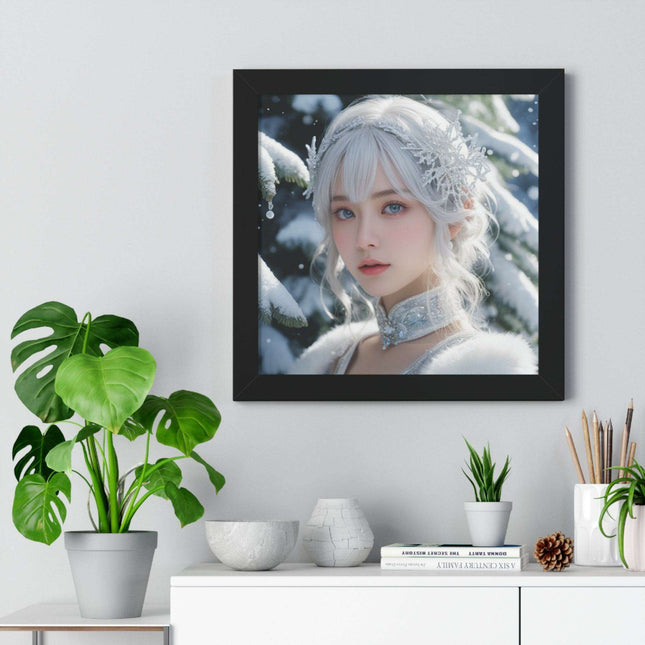 Enchanting Snow White's Winter Gaming Wonderland Vertical Framed Poster - Elite House Home Decor