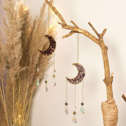 Enchanting Sun and Moon Crystal Dream Catcher Pendant Necklace - Très Elite