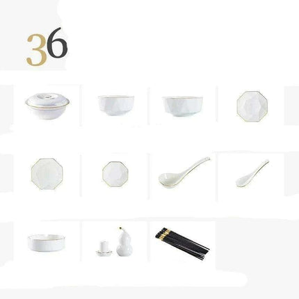 Enhance Your Dining Aesthetics with Portable White Ceramic Tableware and Cutlery Set..