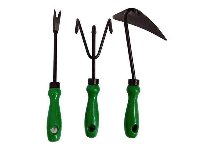 Essential 3-Piece Gardening Toolkit: Hoe, Weeder, and Rake for Garden Mastery