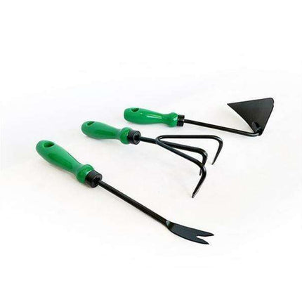 Essential 3-Piece Gardening Toolkit: Hoe, Weeder, and Rake for Garden Mastery..