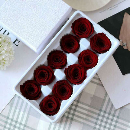 Eternal Blooms: Luxurious 10-Piece Preserved Rose Heads Collection - Très Elite