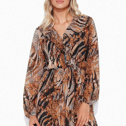 Ethereal Chiffon Ruffle-Accented Midi Dress - Très Elite