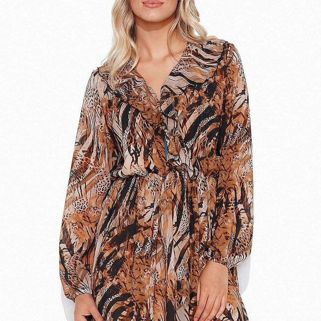 Ethereal Chiffon Ruffle-Accented Midi Dress - Très Elite
