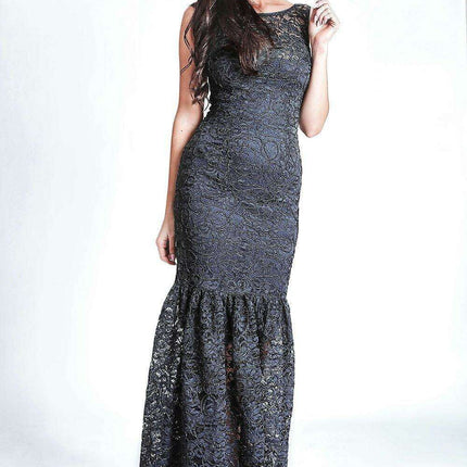 Ethereal Lace Maxi Dress with Glamorous Shoulder Details and Coordinating Shawl