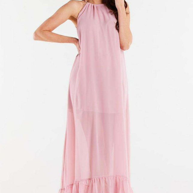 Ethereal Ruffled Chiffon Maxi Gown
