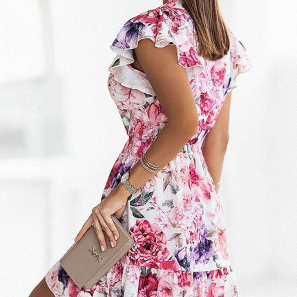 Ethereal V Neck Ruffle Mini Dress Daydress Europe EU - Très Elite