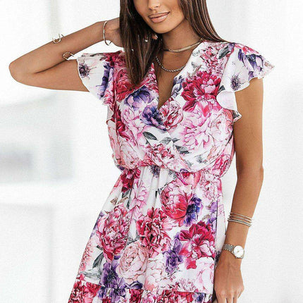 Ethereal V Neck Ruffle Mini Dress Daydress Europe EU - Très Elite